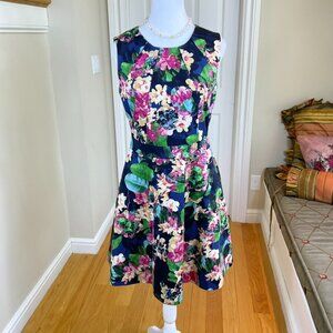 Karen Millen Dress Floral Blue Pink Cotton (8)